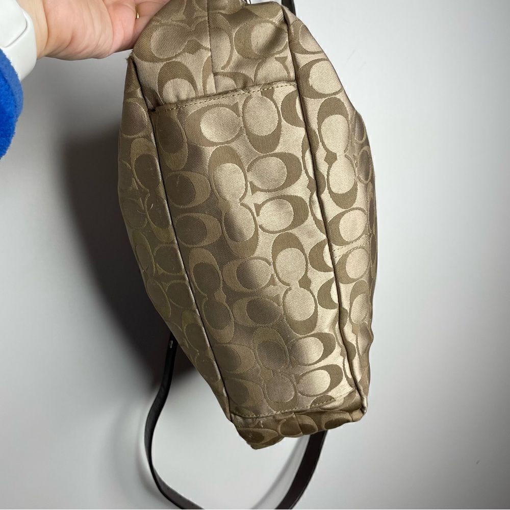Coach Ashley Sateen Signature C Hobo Crossbody Bag Purse Brown Tan Hippie - Picture 5 of 11
